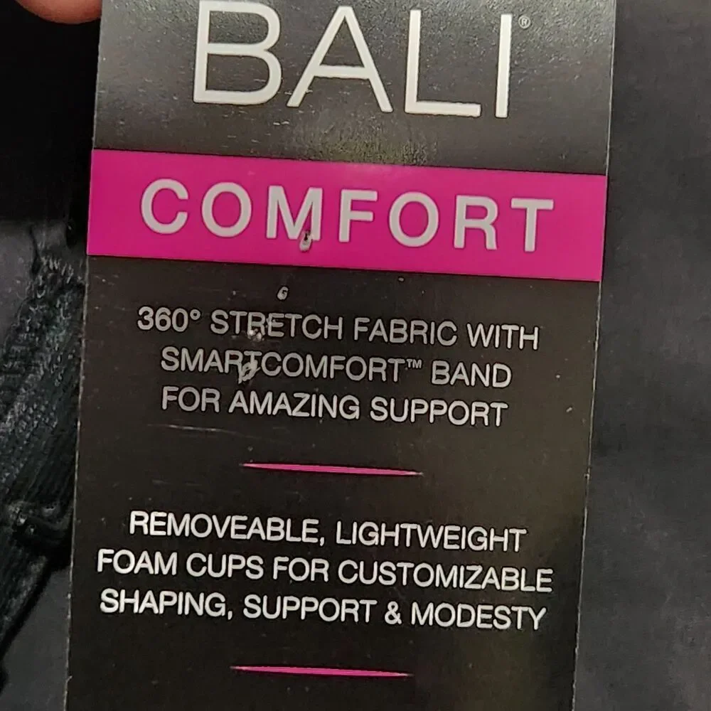 Bali Bra Size 3XL Black Convertible Straps Wireless Stretch Comfort.